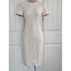 Calvin Klein Blossom Pink Faux Suede sheath dress Tulip Hem NWT Sz 4 Blush